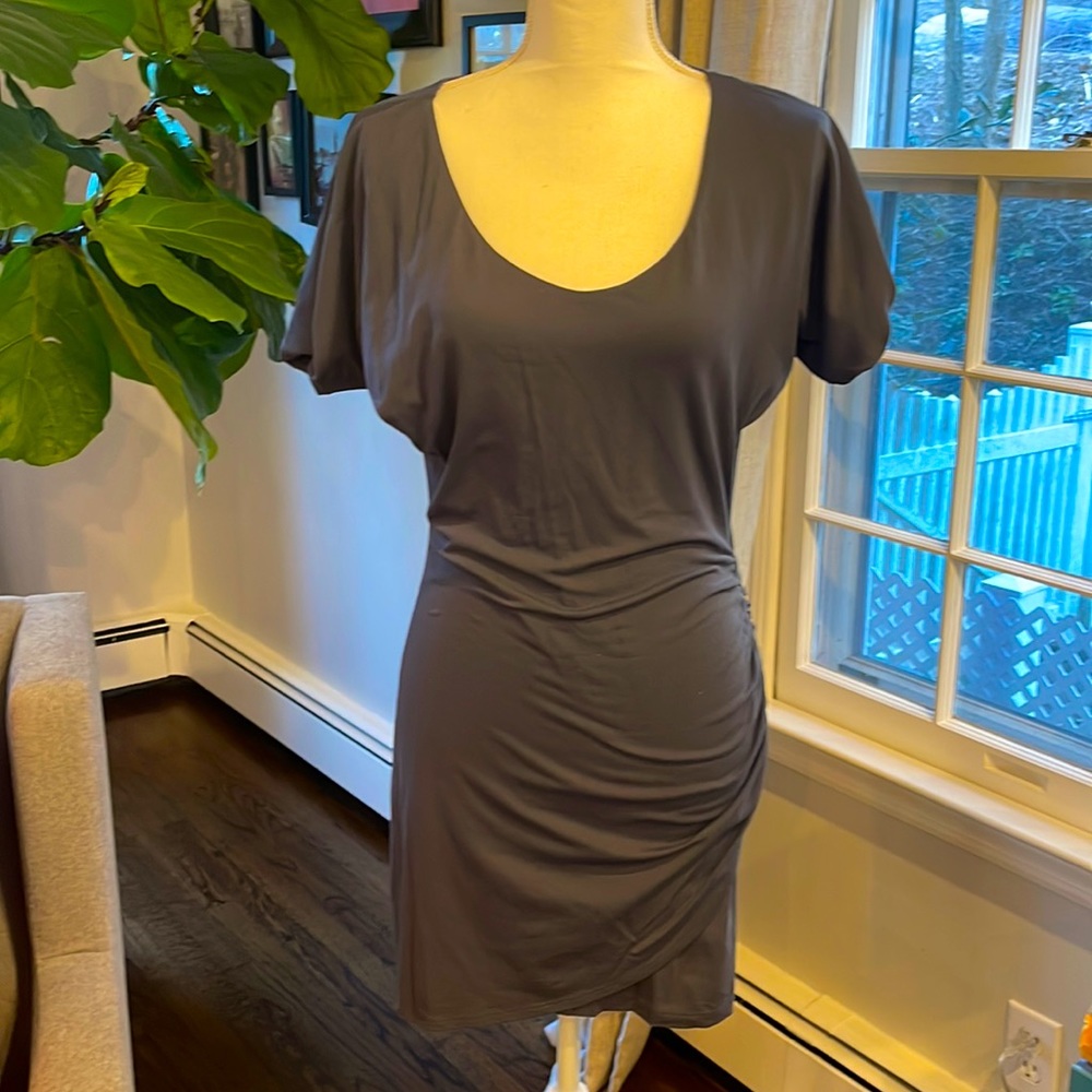 Susana Monaco mini ruched jersey dress slate blue-small.  Dolman sleeve like new